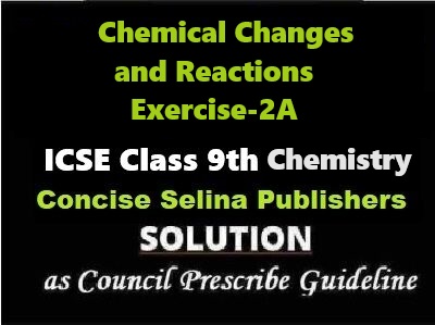 Chemical Changes and Reactions Exe-2A Chemistry Class-9 ICSE Selina Publishers