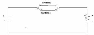 Draw a diagram of a dual control switch when the appliance is switched 'ON'.