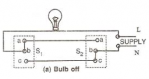 circuit diagram using the dual control switches to light a staircase