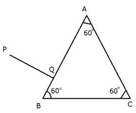 Copy the diagram given below and complete the path of the light ray till it emerges out of the prism. The critical angle of glass is 42o. In your diagram mark the angles wherever necessary.