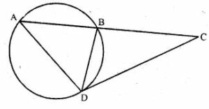 In the adjoining figure, CBA is a secant and CD is tangent to the circle. If AB = 7 cm and BC = 9 cm, then