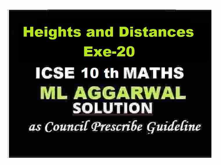 ML Aggarwal Heights and Distances Exe-20 Solutions ICSE Class-10 Maths Ch-20