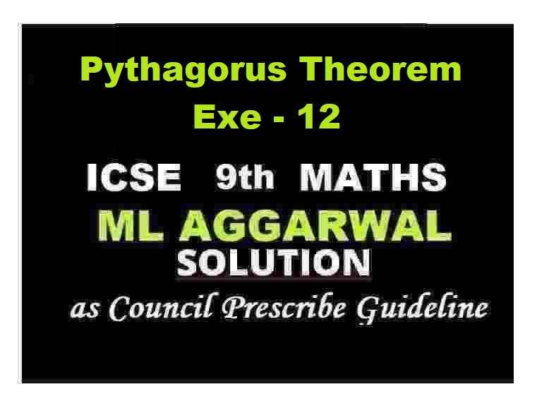 ML Aggarwal Pythagoras Theorem Exe-12 Class 9 ICSE Maths Solutions