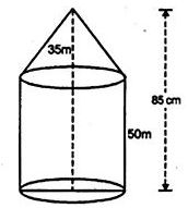 An exhibition tent is in the form of a cylinder surmounted by a cone. The height of the tent above the ground is 85 m and the height of the cylindrical part is 50 m. If the diameter of the base is 168 m, find the quantity of canvas required to make the tent. Allow 20% extra for folds and stitching. Give your answer to the nearest m².
