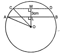 AB and CD are two parallel chords of a circle of lengths 10 cm and 4 cm respectively. If the chords lie on the same side of the centre and the distance between them is 3 cm, find the diameter of the circle.
