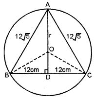 ABC is an isosceles triangle inscribed in a circle. If AB = AC = 12√5 cm and BC = 24 cm, find the radius of the circle.