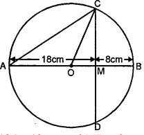 AB is a diameter of a circle. M is a point in AB such that AM = 18 cm and MB = 8 cm. Find the length of the shortest chord through M.