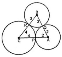 10. Three circles of radii 2 cm, 3 cm and 4 cm touch each other externally. Find the perimeter of the triangle obtained on joining the centers of these circles.