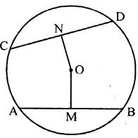 (a) In the figure given below, O is the centre of the circle. AB and CD are two chords of the circle, OM is perpendicular to AB and ON is perpendicular to CD. AB = 24 cm, OM = 5 cm, ON = 12 cm. Find the: