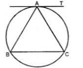 36. In the adjoining figure ΔABC is isosceles with AB = AC. Prove that the tangent at A to the circumcircle of ΔABC is parallel to BC.
