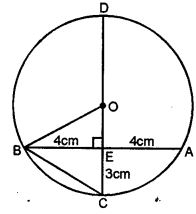 (b) In the figure (ii) given below, CD is the diameter which meets the chord AB in E such that AE = BE = 4 cm. If CE = 3 cm, find the radius of the circle.