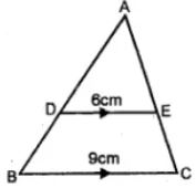 (a) In the figure (i) given below, DE || BC. If DE = 6 cm, BC = 9 cm and area of ∆ADE = 28 sq. cm, find the area of ∆ABC.