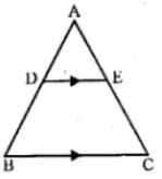 In the given figure, DE || BC. (i) Prove that ∆ADE and ∆ABC are similar. (ii) Given that AD = ½ BD, calculate DE if BC = 4.5 cm. (iii) If area of ∆ABC = 18cm2, find the area of trapezium DBCE