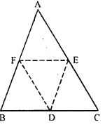 (a) In the figure (1) given below, D, E and F are mid-points of the sides BC, CA and AB respectively of Δ ABC. If AB = 6 cm, BC = 4.8 cm and CA = 5.6 cm, find the perimeter of (i) the trapezium FBCE (ii) the triangle DEF.