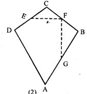  In the figure (2) given below, ABCD is a kite in which BC = CD, AB = AD, E, F, G are mid-points of CD, BC and AB respectively. Prove that: (i) ∠EFG = 90 (ii) The line drawn through G and parallel to FE bisects DA.
