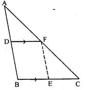  In the figure (2) given below, D and E are mid-points of the sides AB and AC respectively. If BC = 5.6 cm and∠B = 72°, compute (i) DE (ii)∠ADE.