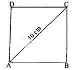Find the area and the perimeter of a square whose diagonal is 10 cm long.