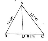 ABC is an isosceles triangle with AB = AC = 12 cm and BC = 8 cm. Find the altitude on BC and Hence, calculate its area.