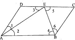  In a parallelogram ABCD, the bisector of ∠A meets DC in E and AB = 2 AD. Prove that: (i) BE bisects ∠B (ii) ∠AEB is a right angle