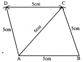 Using ruler and compasses only construct A rhombus ABCD given that AB 5cm, AC = 6cm measure ∠BAD.