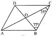 (b) In figure (2) given below, ABCD is a parallelogram. Find the angles of the AAOD.