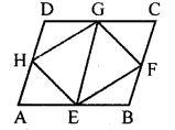 If E, F, G and H are mid-points of the sides AB, BC, CD and DA respectively of a parallelogram ABCD, prove that area of quad. EFGH = 1/2 area of || gm ABCD.