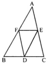  In the given figure, D, E and F are mid points of the sides BC, CA and AB respectively of ∆ ABC. Prove that BCEF is a trapezium and area of trap. BCEF = ¾ area of ∆ ABC.