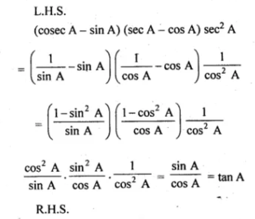 trigonometry identities class 10 ml aggarwal solutions