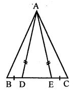 In the adjoining figure, D and E are points on the side BC of ∆ABC such that BD = EC and AD = AE. Show that ∆ABD ≅ ∆ACE.