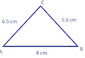  In ∆ ABC, AB = 8 cm, BC = 5.6 cm and CA = 6.5 cm. Which is (i) the greatest angle ? (ii) the smallest angle ?