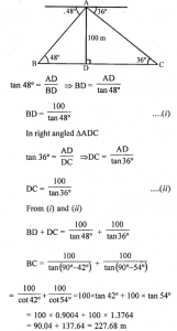 Height and Distances Chapter-22 Concise Solutions ICSE Maths Class 10 ...