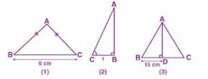 a) In the figure (1) given below, ∆ABC is isosceles with AB = AC = 5 cm and BC = 6 cm. Find (i) sin C (ii) tan B (iii) tan C – cot B. (b) In the figure (2) given below, ∆ABC is right-angled at B. Given that ∠ACB = θ, side AB = 2 units and side BC = 1 unit, find the value of sin2 θ + tan2 θ.