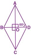 The diagonals AC and BD of a rhombus ABCD meet at O. If AC = 8 cm and BD = 6 cm, find sin ∠OCD.