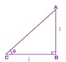  If θ is an acute angle and sin θ = cos θ, find the value of 2 tan2 θ + sin2 θ – 1.