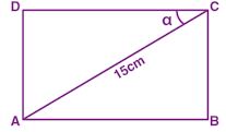 In the adjoining figure, ABCD is a rectangle. Its diagonal AC = 15 cm and ∠ACD = α. If cot α = 3/2, find the perimeter and the area of the rectangle.