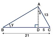 (b) From the figure (2) given below, find the values of: (i) tan x (ii) cos y (iii) cosec2 y – cot2 y (iv) 5/sin x + 3/sin y – 3 cot y.