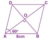 22. If the length of each side of a rhombus is 8 cm and its one angle is 60°, then find the lengths of the diagonals of the rhombus.