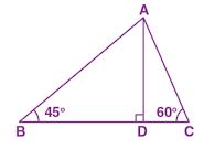 25. In the adjoining figure, ABC is a triangle in which ∠B = 45° and ∠C = 60°. If AD ⟂ BC and BC = 8 m, find the length of the altitude AD.