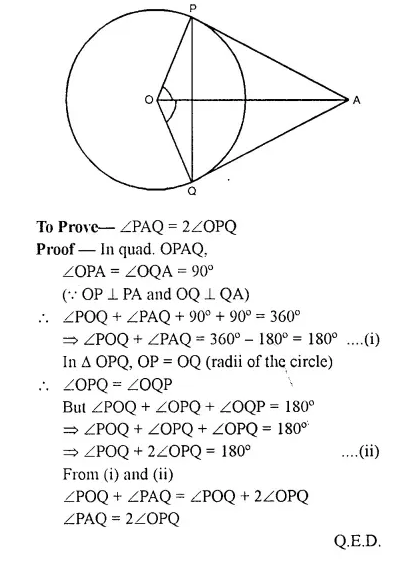 Tangents And Intersecting Chords Chapter 18 Concise Maths Solutions Icsehelp