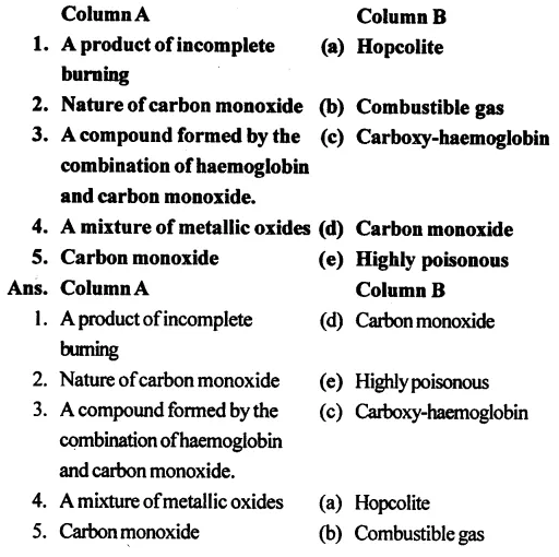 Match the following