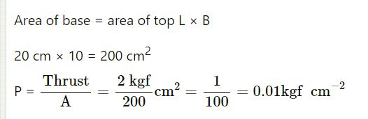 pressure class 8 selina physics numericals Ans 13.1