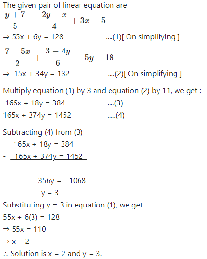 Simultaneous Linear Equations Class 9th Concise Selina Icse Maths Icsehelp