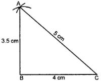 BC = 4 cm, AC = 5 cm and AB = 3.5 cm
