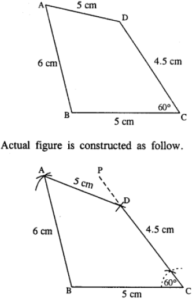 Construct a quadrilateral ABCD; if: AB = 6 cm, CD = 4.5 cm, BC = AD = 5 cm and ∠BCD = 60°.