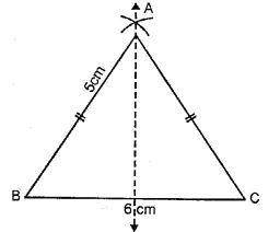 Construct a triangle ABC, in which AB = AC = 5 cm and BC 6 cm. Draw all its lines of Symmetry.