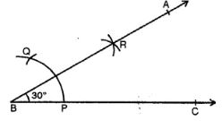 Using ruler and compasses, construct the following angle: 15°