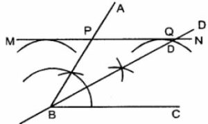 Draw an angle ABC = 60°. Draw the bisector of it. Also, draw a line parallel to BC a distance of 2.5 cm from it.