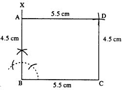 Construct a rectangle ABCD; if : AB = 4.5 cm and BC = 5.5 cm.