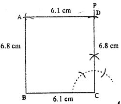 Construct a rectangle ABCD; if : BC = 6.1 cm and CD = 6.8 cm.