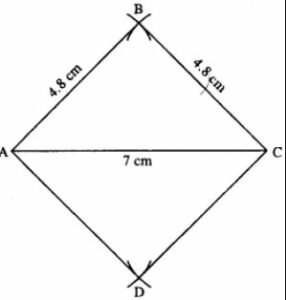 Construct a rhombus ABCD, if ;  BC = 4.8cm, and diagonal AC = 7cm.